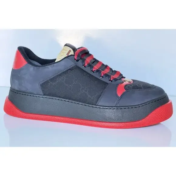 Gucci GG Double Screener Black/Red Sneakers 12 US (11.5 Gucci) 750048 IT NIB